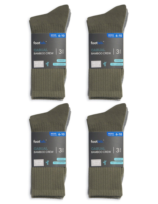 Mens 12 Pack Socks Casual Bamboo Crew