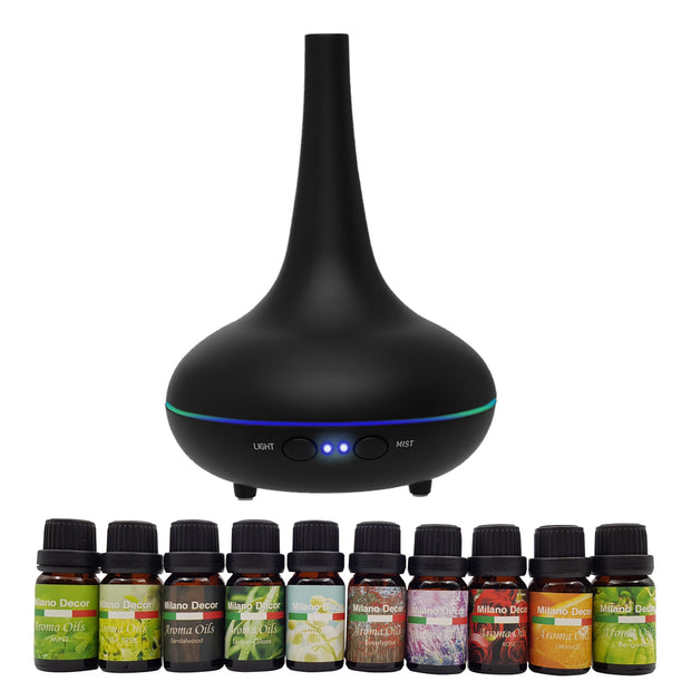 Milano Aroma Diffuser Set With 10 Pack Diffuser Oils Humidifier Aromatherapy