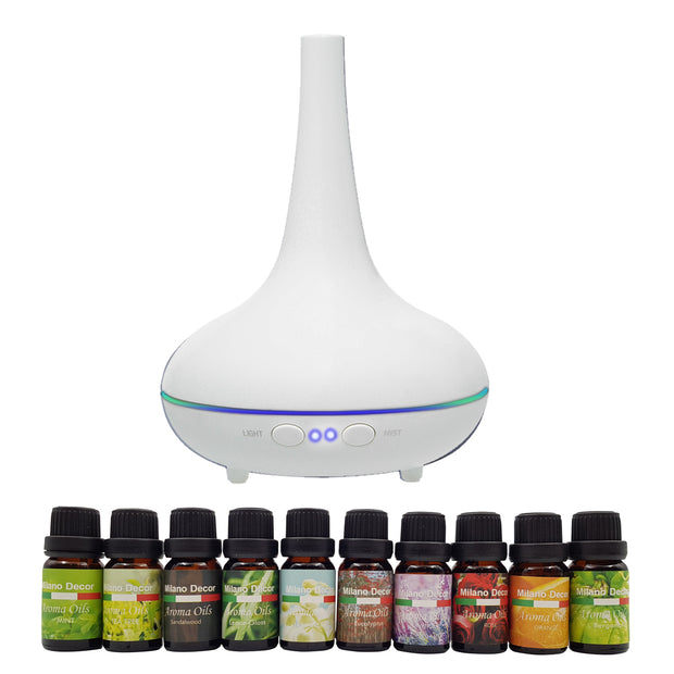 Milano Aroma Diffuser Set With 10 Pack Diffuser Oils Humidifier Aromatherapy