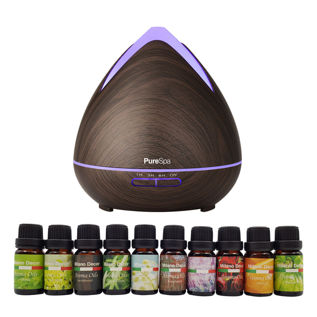 Purespa Diffuser Set With 10 Pack Diffuser Oils Humidifier Aromatherapy