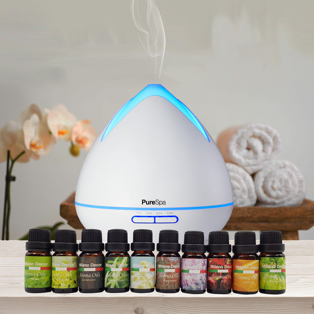 Purespa Diffuser Set With 10 Pack Diffuser Oils Humidifier Aromatherapy