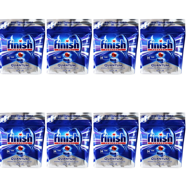 8 x 34 Packs Finish Powerball Quantum Dishwashing Tablets Clean (272 Tablets)