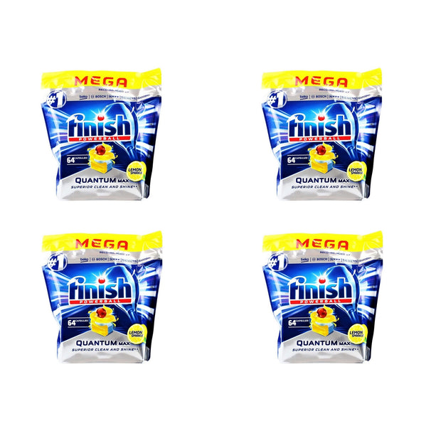 4 x 64 Packs Finish Powerball Quantum Dishwashing Tablets Lemon (256 Tablets)