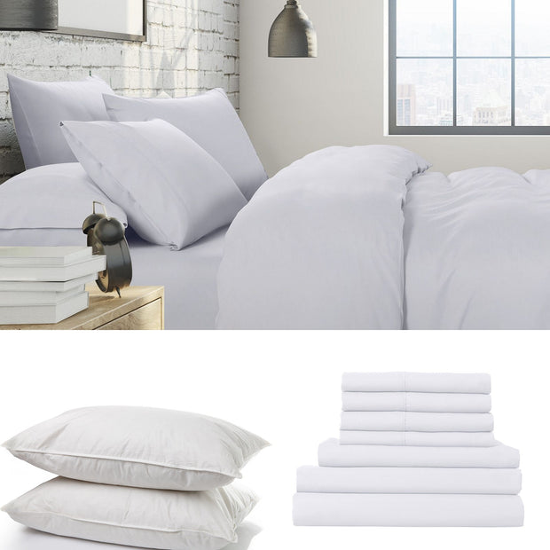 1500 Thread Count 6 Piece Combo And 2 Pack Duck Feather Down Pillows Bedding Set