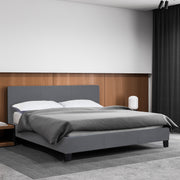 Milano Sienna Luxury Bed Frame Base And Headboard Solid Wood Padded Linen Fabric