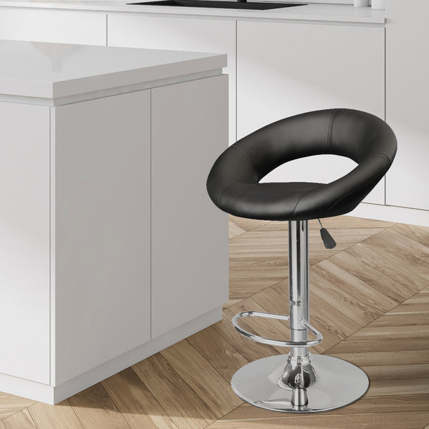 Milano Decor Delilah Height Adjustable Barstool Black Circular Arc Swivel Chrome