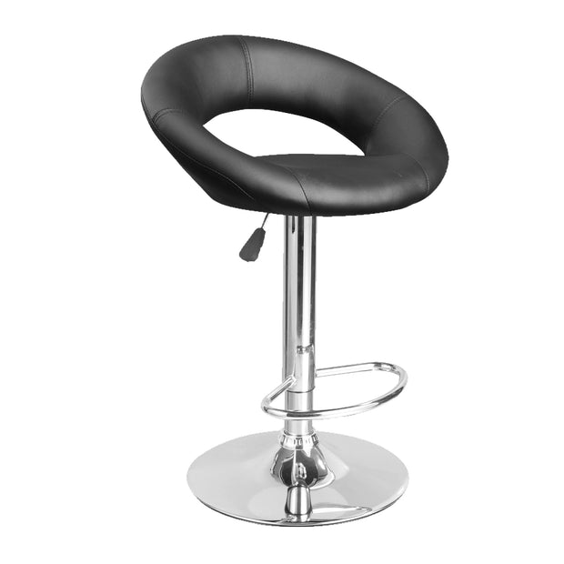 Milano Decor Delilah Height Adjustable Barstool Black Circular Arc Swivel Chrome