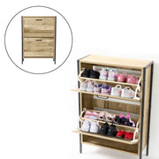 Milano Decor 12 Pair Wooden Shoe Cabinet Drawer Storage - Black And Oak