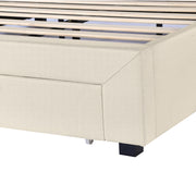 Milano Decor Palermo Bed Base with Drawers Upholstered Fabric Wood Cream