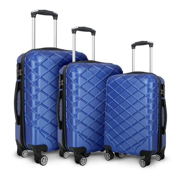 Milano Decor Luxury Travel Luggage Set 3 Piece ABS Hard Case Durable Lightweight