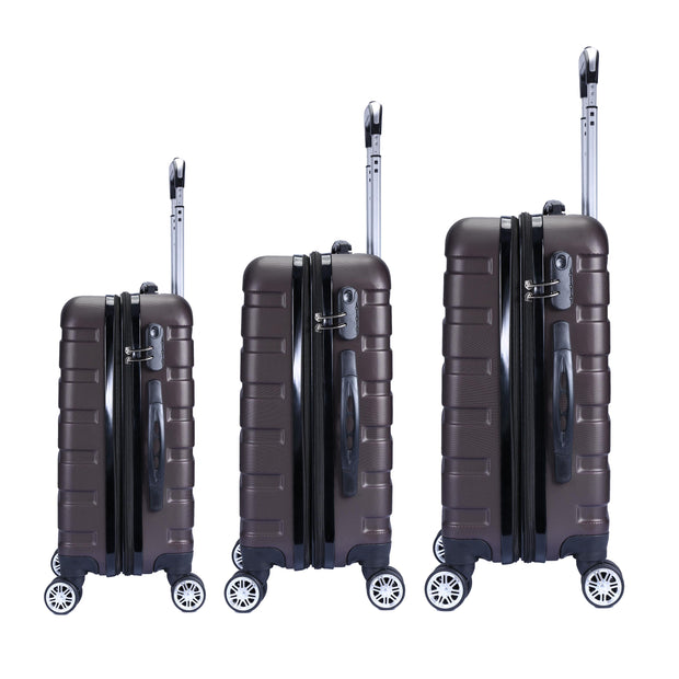 Milano XPander 3pc ABS Luggage Suitcase Luxury Hard Case Shockproof Travel Set