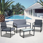 Milano Outdoor Furniture 4pc Rattan Patio Setting Coffee Table Chairs Set Garden