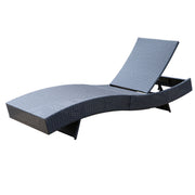 Milano Outdoor Sun Lounge Pool Bed Deck Rattan Chair Curved Design Wicker Sofa