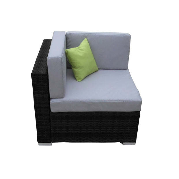 Milano 9 Piece Wicker Rattan Sofa Set Black Grey Outdoor Lounge Patio Furniture