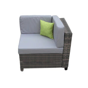 Milano 7 Piece Wicker Rattan Sofa Set Oatmeal Grey Outdoor Lounge Furniture