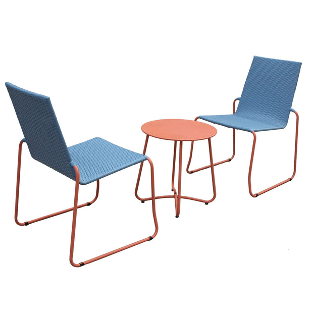 Milano 3pc Outdoor Furniture Steel/Rattan Coffee Table & Chairs Patio Garden Set