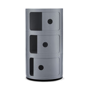 3-Draw Retro-Style Cylinder Tower Storage Drawer Organiser Cabinet Unit - Silver